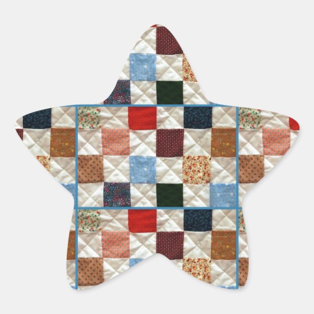 Colourful quilt squares pattern star sticker (Front)