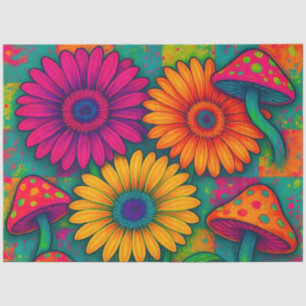 Colourful Quilted Mushrooms and Daisies Storybook Tissue Paper