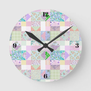 Colourful quilting clock sewing room decor