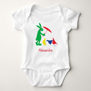 Colourful Rabbit & Quail Raindrops Baby Bodysuit