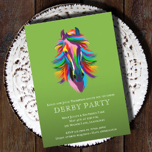 Colourful Racehorse Derby Party Invitation