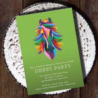 Colourful Racehorse Derby Party Invitation