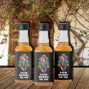 Colourful Racehorse Talk Derby to Me Liquor Bottle Label