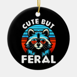 Colourful Racoon With Sunglasses Racoon Ceramic Ornament
