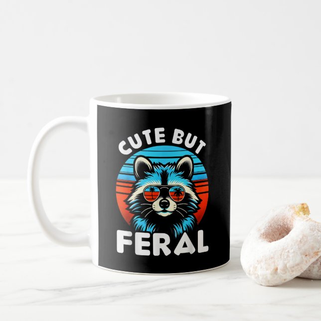 Colourful Racoon With Sunglasses Racoon Coffee Mug (With Donut)