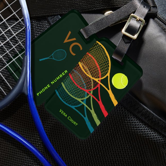 colourful racquets personalised luggage tag (Creator Uploaded)