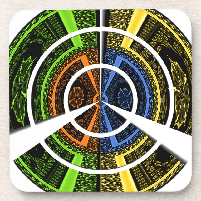 Colourful Radial Art Print Coaster (Front)