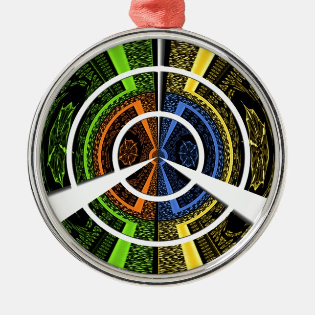 Colourful Radial Art Print Metal Tree Decoration (Front)