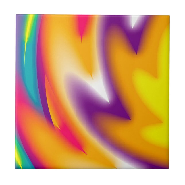 Colourful radial pattern ceramic tile (Front)