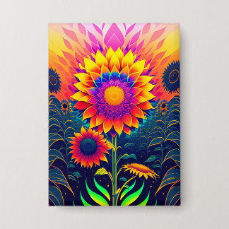 Colourful, Radiant Sunflowers Button