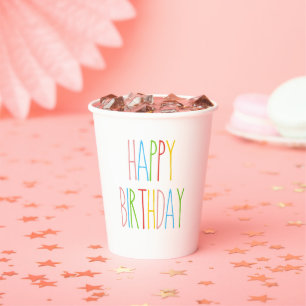 Colourful Rae Dun Inspired HAPPY BIRTHDAY  Paper Cups