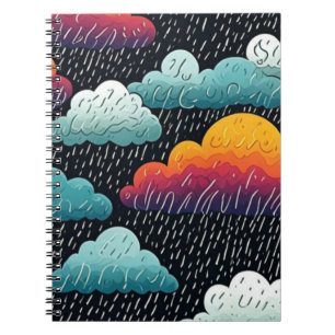 Colourful Rain Cloud Pattern Art Notebook