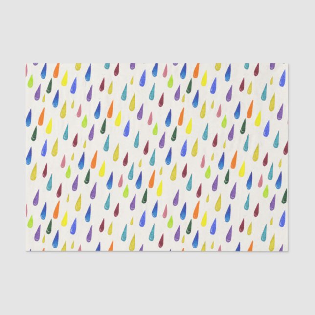 Colourful rain drops. Raindrop pattern Tissue Paper (Front)