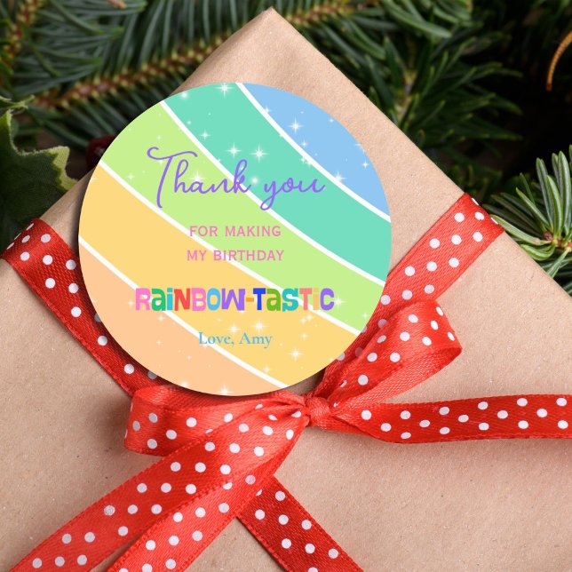 Colourful Rainbow 1st Birthday  Classic Round Sticker (Creator Uploaded)