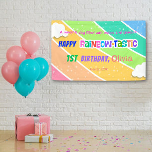 Colourful Rainbow 1st Birthday Party Banner