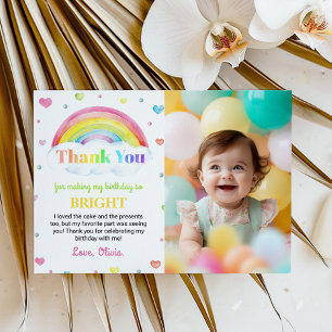 Colourful Rainbow 1st Birthday Thank You Card