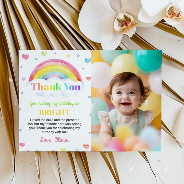 Colourful Rainbow 1st Birthday Thank You Card (Creator Uploaded)
