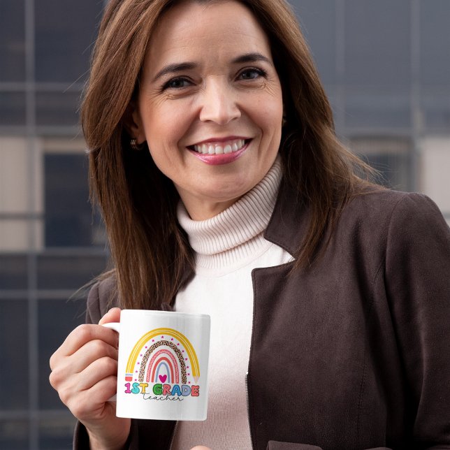 Colourful Rainbow 1st Grade Teacher Coffee Mug (Creator Uploaded)