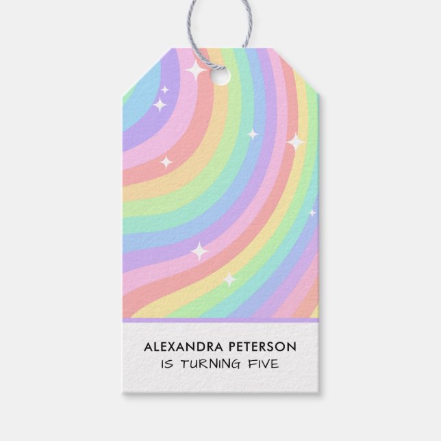 Colourful Rainbow 5th Birthday Gift Tags (Front)