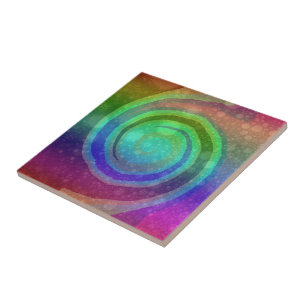 Colourful Rainbow Abstract Art Swirl Tile
