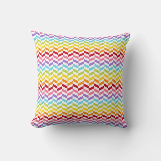 Colourful Rainbow Abstract Decor Pattern Cushion (Front)