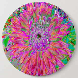 Colourful Rainbow Abstract Decorative Dahlia Flowe 6 Cm Round Badge
