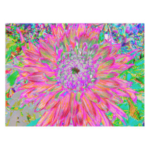 Colourful Rainbow Abstract Decorative Dahlia Flowe Tablecloth