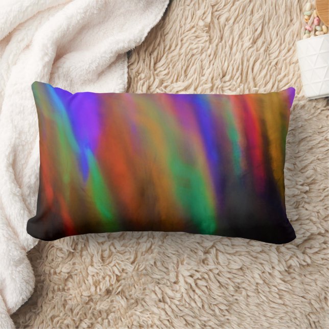 Colourful Rainbow Abstract Design / Add Name Text Lumbar Cushion (Blanket)