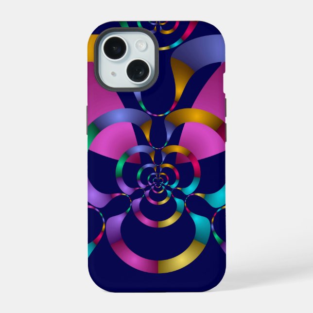 Colourful Rainbow Abstract Geometric Pattern iPhone 15 Case (Back)