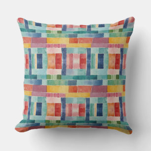 Colourful Rainbow Abstract Paint Watercolor Patter Cushion