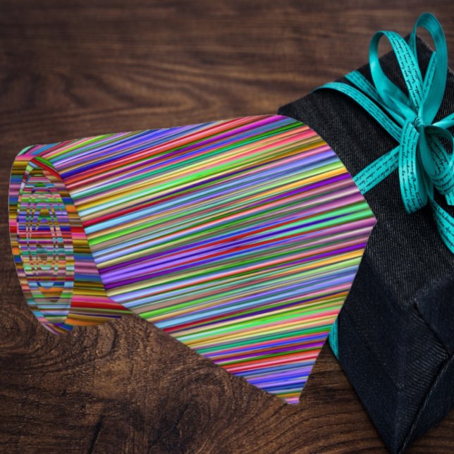 Colourful Rainbow Abstract Stripes Geometric Nerdy Tie (Creator Uploaded)