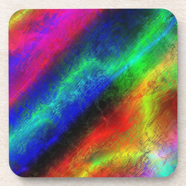 colourful rainbow abstract texture coaster (Front)