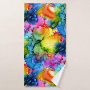 Colourful Rainbow Abstract Tie Dye Bath Towel Set