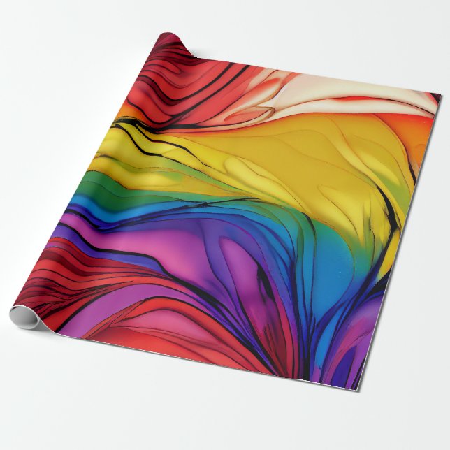 Colourful Rainbow Abstract Wrapping Paper (Unrolled)
