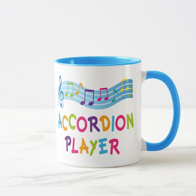 Colourful Rainbow Accordion Player Gift Mug (Right)