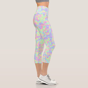 Colourful Rainbow Acid Trip Marble Capri Leggings