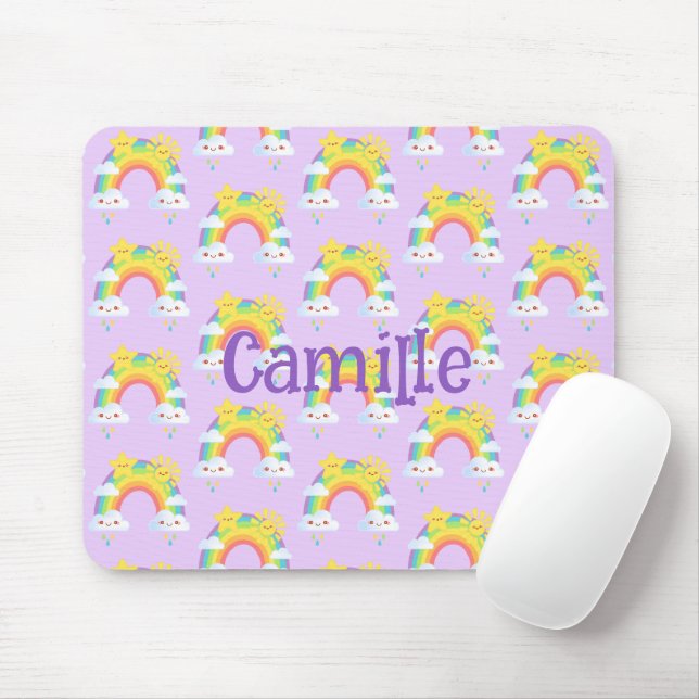 Colourful Rainbow Aesthetic Mouse Pad (With Mouse)