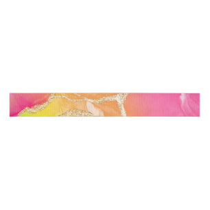 Colourful Rainbow Agate Pink and Orange and Green  Grosgrain Ribbon