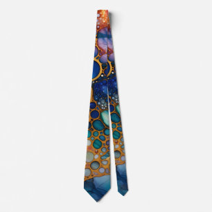 Colourful Rainbow Alcohol Ink Bubbles Design Tie