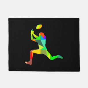 Colourful Rainbow Amarican Football Player Sport Doormat