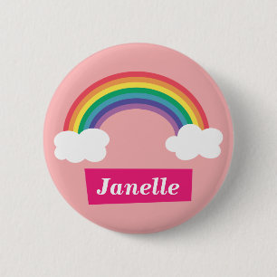 Colourful Rainbow and clouds, for Little Girls 6 Cm Round Badge