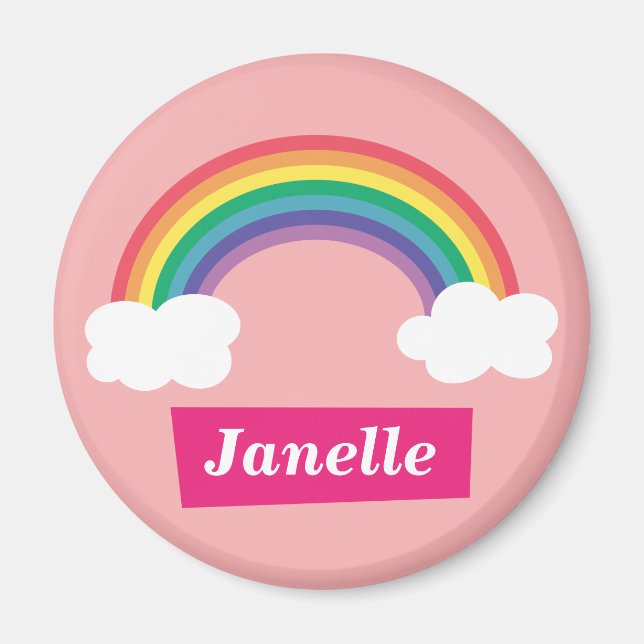 Colourful Rainbow and clouds, for Little Girls Magnet (Front)