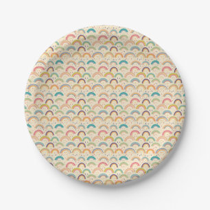 Colourful Rainbow and Diamond Seamless Pattern Paper Plate
