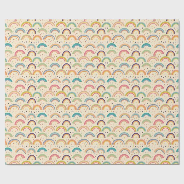 Colourful Rainbow and Diamond Seamless Pattern Wrapping Paper (Flat)