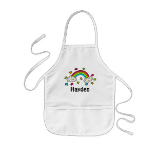 Colourful Rainbow and Stars Kids Name Apron