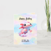 Colourful Rainbow Axolotl Birthday Card