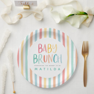 Colourful rainbow baby brunch party paper plate