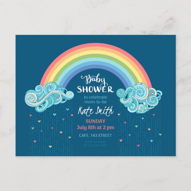 Colourful Rainbow Baby Shower Invitations (Front)