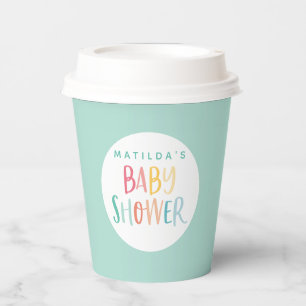 Colourful rainbow baby shower party paper cups