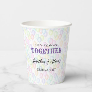 Colourful Rainbow Balloon Joint Birthday Party Paper Cups